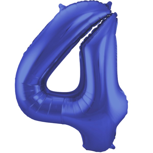 Blauwe Metallic Mat Folieballon Cijfer 4
